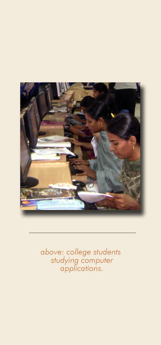 Students studying  computer applications at the Vignan Degree College in Chennai